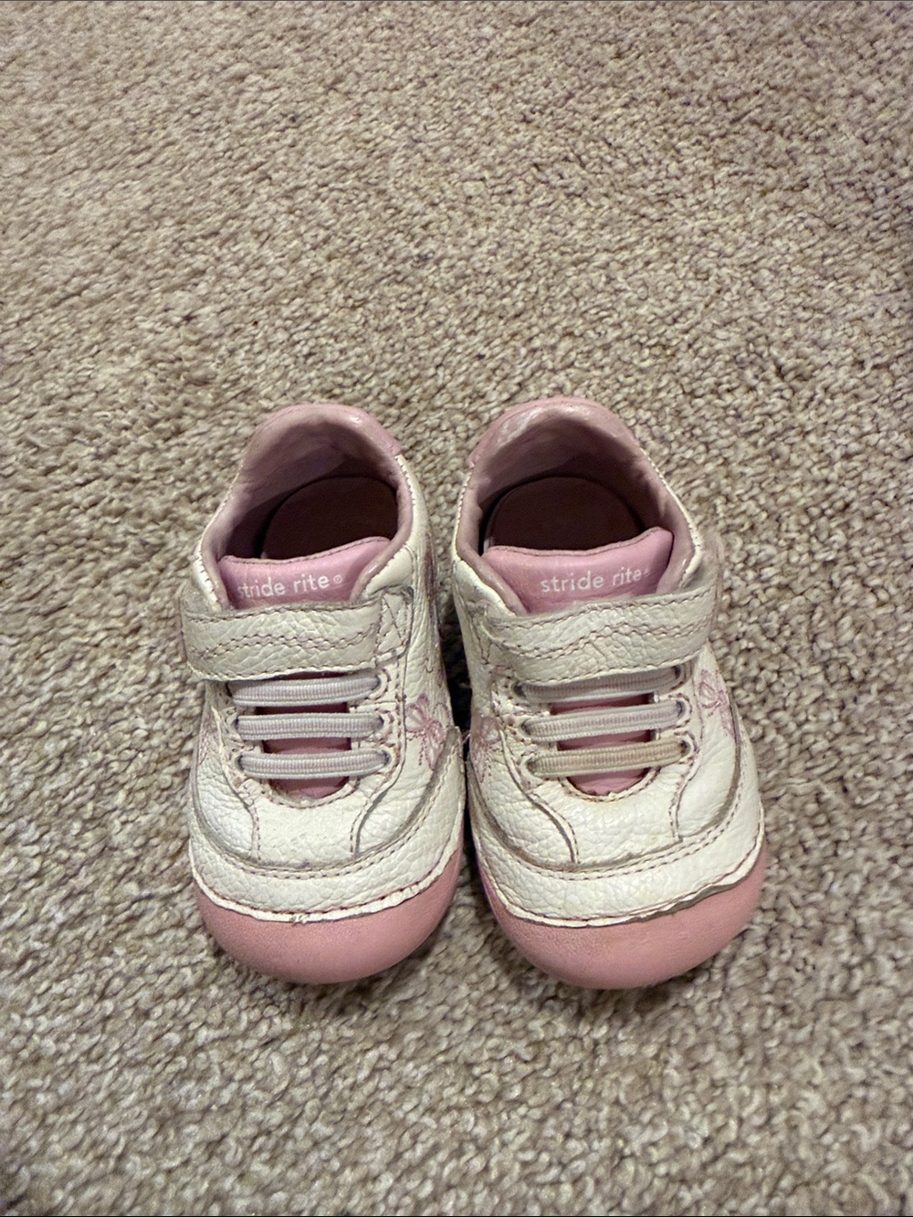 Stride Rite White and Pink Baby Walker Sneakers
